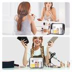 Weewooday 12 Pieces Clear Makeup Bags Cosmetic Storage Bags PVC Zipper Pouches Travel Waterproof Makeup Plastic Case for Women Organizing Toiletries Traveling Bathroom(Medium,Dark Black)