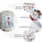 Vandarllin Snowman Shower Curtain, Blue Merry Christmas Tree Red Balls Squirrel Shower Curtains Set with Hooks, Winter Waterproof Fabric Bathroom Curtains Decor Home Accessories,Stall 48 X 72 Inch