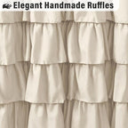 Seasonwood Beige Ruffle Shower Curtain Neutral Shower Curtain Button Design Farmhouse Country Style Rustic Decorative Fabric Shower Curtains