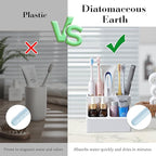 Luxspire Toothbrush Holder, Fast Drying Toothbrush Holders for Bathroom, Diatomaceous Earth Electric Tooth Brush Organizer Toothpaste Holder for Countertop Dresser, Light Gray