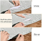 PHF Truly Velvet Zippered Body Pillowcase, No Insert, 1 Pack Ultra Soft Breathable Pillow Sham Cover with Zipper, 20"X 54" Long Luxury Cozy Warm Fuzzy Flannel, Silver Grey