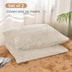 PHF Truly Velvet Pillowcases Standard Size, No Insert, 2 Pack Ultra Soft Breathable Pillow Shams Covers with Envelope Closure, 20" X 26" Luxury Cozy Warm Fuzzy Flannel Pillow Cases, Sand