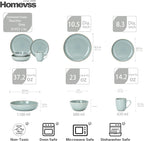 Eur-Nordic Shape Raising Rim 20pc Dinnerware Set, Shiny Glaze Grey with Speckle Effect