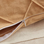 JAUXIO Diamond Pinch Pleated Crystal Velvet Pillowcases 2 Pack Solid Pintuck Throw Cushion Cover for Home Decor Hidden Zipper Closure (Camel, Standard)