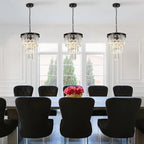 3 Pack Black Crystal Pendant Light for Kitchen Island,Modern Mini Crystal Chandeliers for Dining Room,3 Tiers K9 Ceiling Pendant Light Fixture for Hallway Bedroom Closet