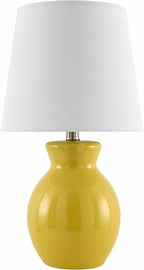 BoutiqueRugs Liliac Boho Ceramic Bedside Table Lamp for Bedroom Nightstand - End Side Lighting for Living Room - Shade Cotton - Mustard, White - 15" H