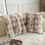 MANDIOO Pack of 2 Thick Plush Wool Decorative Throw Pillow Covers Super Soft Wave Bubble Fur Velvet Cushion Covers Pillow Shams for Couch Bed Living Room 22x22 Inch White Taupe