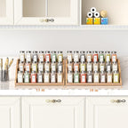 Tiered Spice Rack Organizer for Cabinet, Wooden Spice Rack for Countertop, Spice Shelf organizer Spice Organization for Cabinet