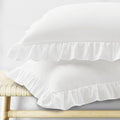 KKJIAF Ruffle Body Pillow Cases Set of 1, Ruffled Pillow Covers with Envelope Closure, Body Pillowcases Size of 20" x 54", Ruffled Long Pillow Shams, White