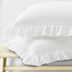 KKJIAF Ruffle Body Pillow Cases Set of 1, Ruffled Pillow Covers with Envelope Closure, Body Pillowcases Size of 20" x 54", Ruffled Long Pillow Shams, White