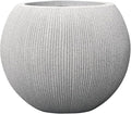 11.8 H x 14.5" Dia (8.9" Pot Opening) Plastic Beige Round Planters for Outdoor Plants, Resin Flower Pot for Indoor and Outdoor Plants, Plant Pot with Drainage Holes and Plug for Home Patio Garden