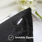 decorUhome Fall Throw Pillow Covers 24x24 Inch Set of 2, Soft Plush Decorative Faux Fur Black Solid Couch Pillow Covers, Accent Farmhouse Neutral Square Euro Pillow Cases for Sofa Bed Living Room