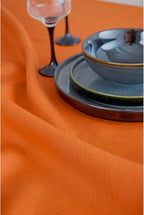 Solino Home Linen Table Runner 90 Inches Long - 100% Pure Linen Persimmon Orange Dining Table Runner 14 x 90 Inch for Fall, Autumn, Halloween, Thanksgiving - Fete