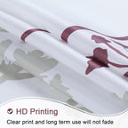 Long Fabric Shower Curtain, White and Burgundy Floral Shower Curtain, Blue and Grey Plant Shower Curtains for Bathroom, Waterproof Bathroom Curtains, 72" W x 78" H