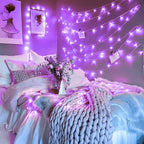 JMEXSUSS Purple Halloween Lights Clear Wire, 66ft 200 LED Purple String Christmas Lights Indoor Outdoor Waterproof Plug in for Tree Bedroom Indoor Party Halloween Decorations