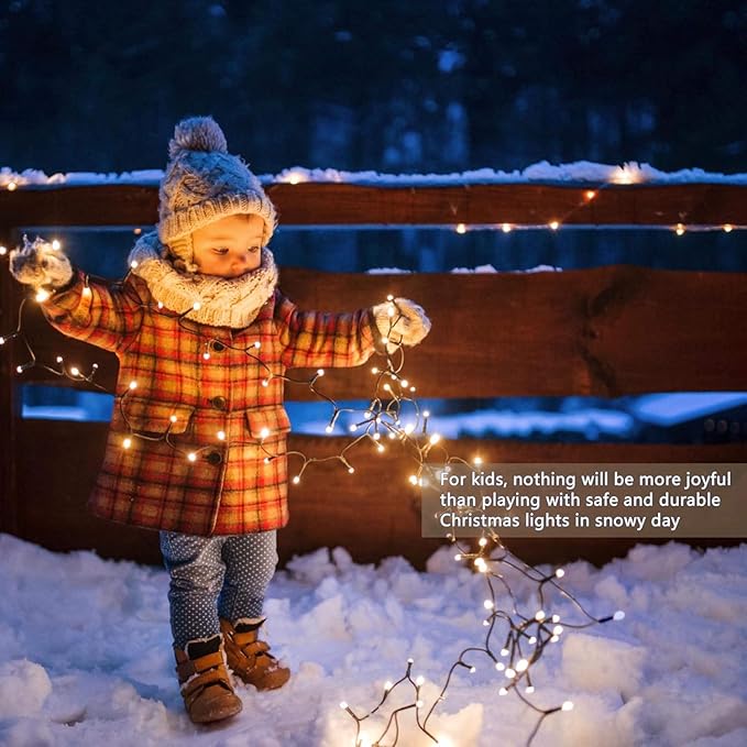 Connectable 100LED 42Ft 13Modes Christmas String Lights Outdoor Indoor | Extendable Green Wire Warm White Christmas Tree Lights with Timer | Twinkle Fairy Light Plug in for Xmas Tree (Warm White)
