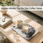 100% Real Luxury Natural Marble Vanity Tray Genuine Calacatta Viola Marble Stone Storage Trays for Home Decor Bathroom Vanity Dresser Kitchen, Non-Resin/Non-Ceramic, 11.7" x 7.8"
