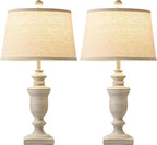 23" Farmhouse Table Lamps Set of 2, 3 Way Dimmable Lamps with 2 LED Bulbs and Rocker Switch, Vintage Nightstand Lamp for Bedroom Living Room Office End Table Entryway, Antique Grey