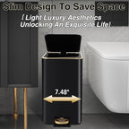 Black Bathroom Accessories 8 Piece Black and Gold Bathroom Set, Bathroom Accessories with Stainless Steel Bathroom Trash Can,Toilet Brush,Toothbrush Set,Soap Dispenser