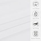 KGORGE White Linen Shower Curtain - Semi Sheer Lightweight Button Hole Half Privacy Quick Dry Shower Curtains for Bathroom Bathtub Decor, White, 72 x 90 inches Long, Hooks Included