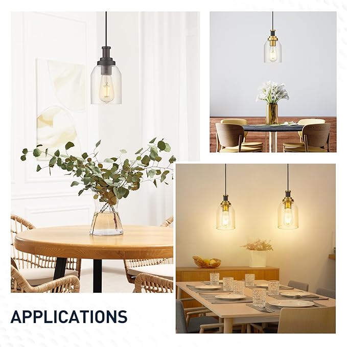 zeyu 1-Light Farmhouse Pendant Light, Modern Hanging Pendant Lighting with Clear Glass Shade, Oil Rubbed Bronze Finish, ZG33M1L ORB