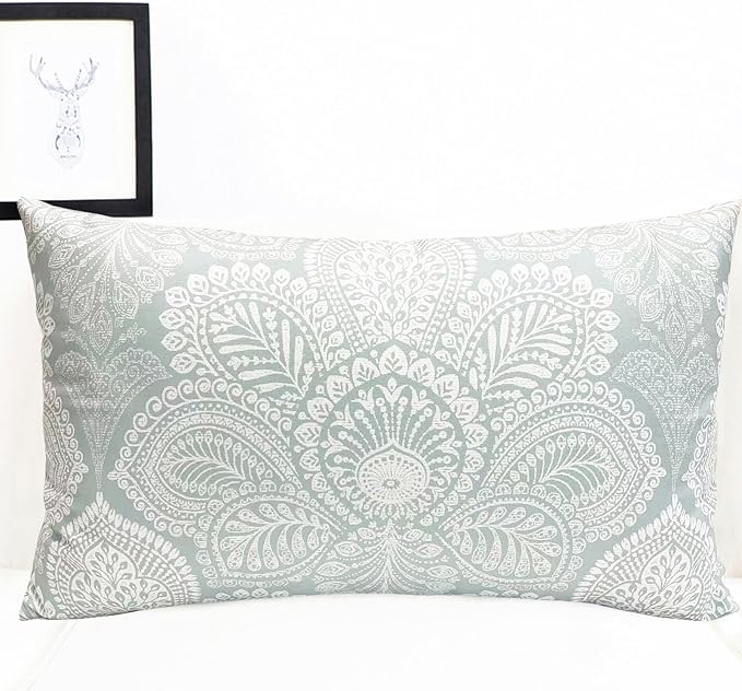 Decorative Throw Pillow Covers Set of 2 Light Blue Retro Pillow Covers 12x20 inch Super Soft Short Plush Square Throw Pillows,Farmhouse Outdoor Boho Pillow Covers for Couch Living Room