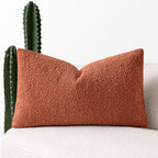 MIULEE Fall 12x20 Inch Textured Boucle Throw Pillow Cover Burnt Orange Accent Solid Lumbar Pillow Case Decorative Soft Pack of 1 Couch Cushion Chair Sofa Bedroom Livingroom Home Decor