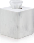 Essentra Home White Marble Square Tissue Box Cover - Blanc Collection