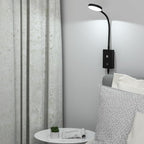 Touch Dimmable LED Wall Mounted Bedside Reading Light, Black Flexible LED Wall Reading Lamp for Nightstand in Bedroom, 120° Wide Angle Neutral White Lighting, with 5V2A USB Output Port