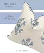 “The Mary” Periwinkle Floral Block Print Pillow Cover – Blue and Off-White Decorative Throw Pillow Cover – Grandmillennial Home Decor, 26" x 26"