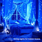 2 Pack Christmas String Lights Battery Operated with Timer, 66FT 200 LED Waterproof Twinkle Lights, 8 Modes Fairy Light for Indoor and Outdoor Bedroom Garland Tree Christmas Decorations (Blue)