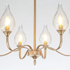 6-Light Farmhouse Brass Gold vintage Chandelier 23.6 Inch - Rustic Industrial Iron Candle Hanging with Clear Glass Shades - Dining Room Lighting Fixture for Hallway, Living Room, Foyer, Kitchen Island