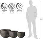 Kante 15.7" Dia Round Concrete Planter, Outdoor/Indoor Large Bowl Plant Pots with Drainage Hole and Rubber Plug for Garden Patio Balcony Home, Oil Rubbed Bronze