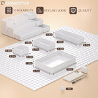 9 Pcs Stackable Drawer Organizer Trays Set, Multifunctional Stackable Storage Trays for Vanity, Bathroom, Kitchen, Desk Drawer Organizer Office. Plastic Drawer Organizers Available In 5 Colours, White