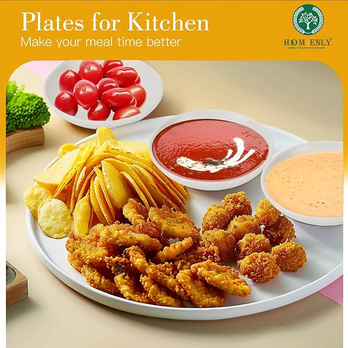 Plastic Dipping Set of 8 - 4 inch Wheat Straw Plates, Soy Sauce Dish, Dipping Bowls, Mini Appetizer Plates for Side Dishes, Condiment, BBQ and Party Dinner - White