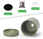 D'vine Dev Set of 2 Plants Pots, 3.5 Inch Ceramic Planter Pot for Plants with Drainage Hole and Saucer, Olive, 94-V-A-J