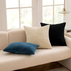 MIULEE Black Corduroy Pillow Covers Pack of 2 Boho Decorative Spliced Throw Pillow Covers Soft Couch Pillowcases Cross Patchwork Textured Cushion Covers for Living Room Bed Sofa 18x18 inch