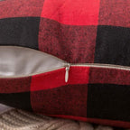 MIULEE Pack of 2 Christmas Classic Farmhouse Buffalo Check Plaids Polyester Linen Soft Soild Decorative Porch Throw Pillow Covers Home Decor Cushion Case for Sofa Bedroom 18x18 Inch, Black and Red