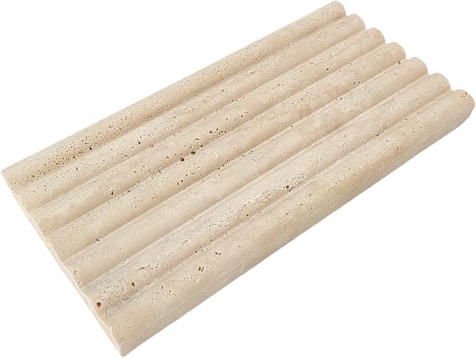 Natural Travertine Marble Tray for Bathroom Countertop Organizer,Vanity Decorative Stone Tray for Candles, Perfume, Jewelry Dish Ring Tray (Beige)