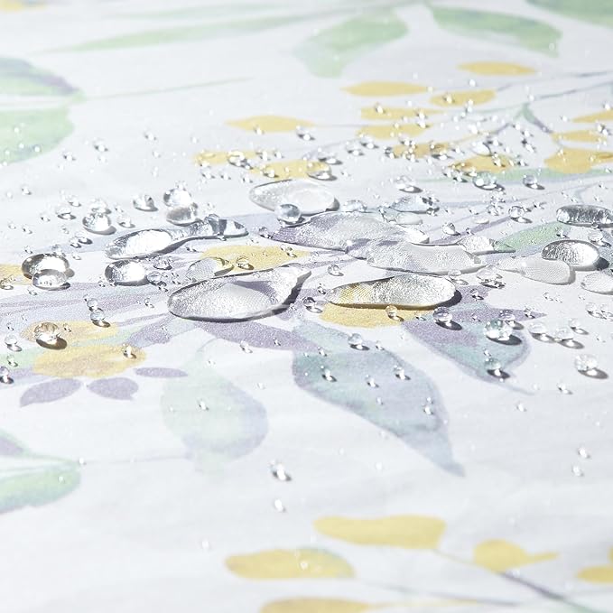 Fabric Shower Curtain, Sage Green Gray Yellow Watercolor Botanical Leaf Shower Curtains for Bathroom, 72" W x 72" H