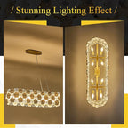 Modern Flower Glass Chandeliers for Dining Room L36” Oval Ceiling Pendant Light Fixture Luxury Gold 8-Light Contemporary Chandelier for Living Room Kitchen Island Bar, E12
