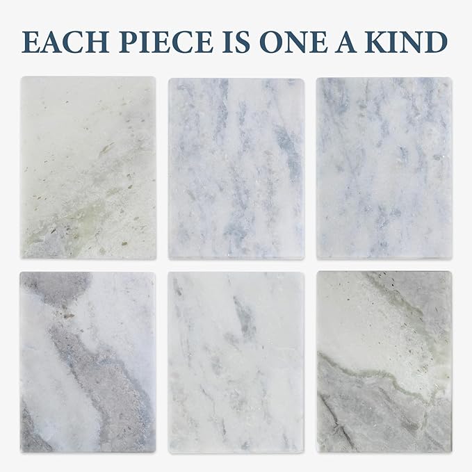 Koville African Natural Marble Cutting Board for Kitchen Pastry Bread, 12" x 8" Genuine Marble Cheese Board Stone Tray for Counter, Bathroom Perfume Tray Jewelry Candle Plate (Namib Fantasy)