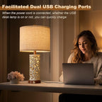 22" Dual Light Table Lamps Set of 2 for Living Room, Touch Lamp with 3-Level Dimming, USB A+C Table Lamp for Bedroom, Farmhouse Lamps for Night Stands(Brown, Bulb Included)