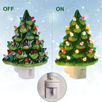 Hausse Christmas Ceramic Tree Night Light, Decorative Retro Christmas Tree Nightlight with Lamp, Multicolor Bulbs and 360 Degree Swivel Plug with ON/Off Switch for Kitchen Bathroom Bedroom Decor