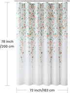 Fabric Floral Shower Curtain, 78 Inch Long Orange and Sage Green Flower Waterproof Bathroom Shower Curtains, 72" W x 78" H