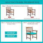 idee-home Outdoor Chair Cushions Set of 4, 19" x 19" Outdoor Seat Cushion Waterproof Patio Furniture with Ties, Dining Chair Pads