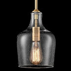 Rod Hung Pendant Light for Kitchen Island (Gold Seeded Glass)