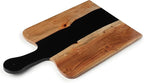 Acacia Wood & Epoxy cheese board | 16.5x10 inch | Use as serving platter tray for dishes, food, charcuterie, appetizers, Snacks | Cutting Board for fruits and vegetables | (Black)