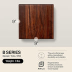 John Boos B Series Square Wooden Walnut Cutting Board 12”x12” – 1.5” Thick, 5-lb Non-Reversible Butcher Block with Stainless Steel Bun Feet & Edge-Grain