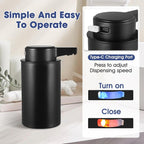 2 Pack Automatic Foaming Soap Dispenser, 13.5oz Touchless Electric Hand Soap Dispenser, Rechargeable Foam Pump for Kitchen Sink, Modern Black (Black)